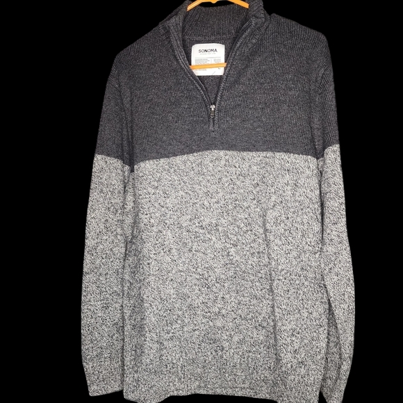 Mens New  without Tags Sonoma 1/4 Zip Sweater. SIZE L - Picture 1 of 4